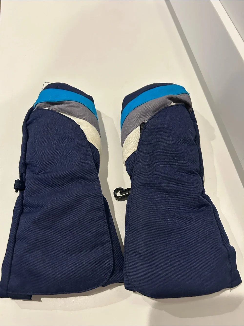 Target Kids Navy Blue Mittens with Bright Blue and Gray Accents